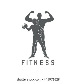 man and woman of fitness silhouette character vector design template