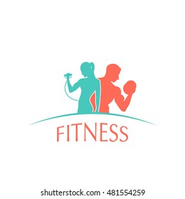 man and woman of fitness silhouette character.