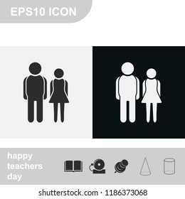 Man and Woman flat black and white vector Icon.
