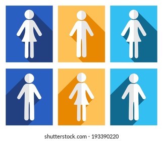 Man and woman flat design colorful icons