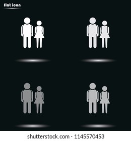 Man and woman flat grayscale vector icon.