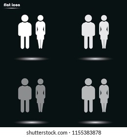 Man and woman flat grayscale vector icon.