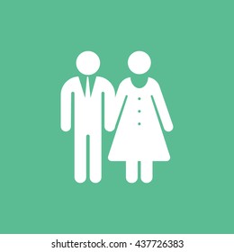 Man and Woman Flat Icon On Green Background
