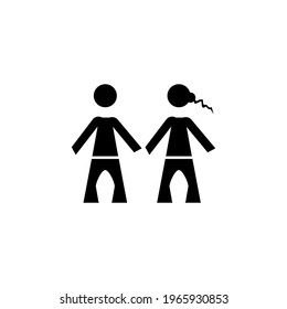 Man and woman flat icon. Simple style male andfemale symbol. Wc or toilet door sign. Logo design element. T-shirt printing. Vector for sticker.