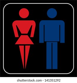 Man and woman flat icon for toilets sign, vector