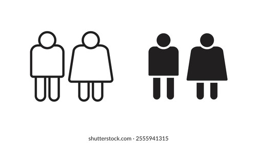 Man and woman flat simple vector symbols illustration.