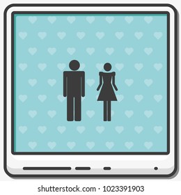 Man and woman flat vector icon. Restroom illustration.