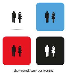 Man and woman flat vector icon. Restroom illustration.