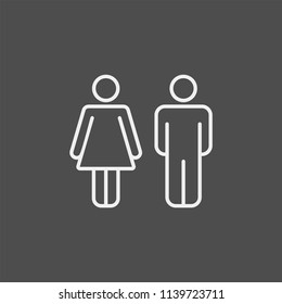 Man and woman flat vector icon. Toilet flat vector icon