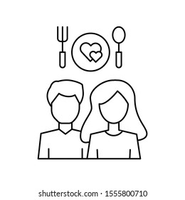 Man woman food love heart icon. Simple line, outline vector of having feelings icons for ui and ux, website or mobile application