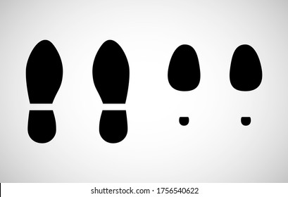 Man and Woman footprints shoes icon isolated on white background. Flat style vector illustration