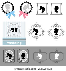 man and woman in frame made in vector 
