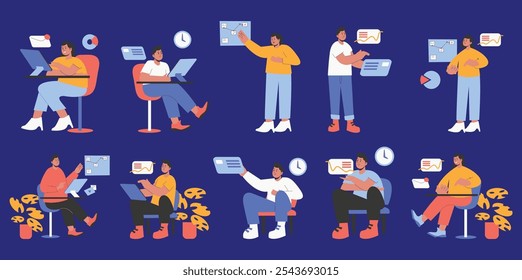 Man and Woman Freelance Working Illustration