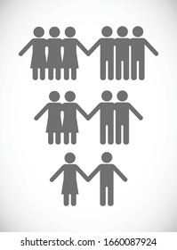 man woman friends teamwork icon set