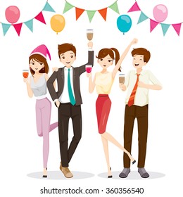 Man And Woman Fun In Party With Drink, Corporate, Banquet, Feast, Company, Celebration