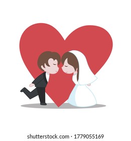 Man and Woman Getting Married. Cartoon Flat Vector Illustration
