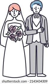 Hombre y mujer casándose Matrimonio Simple Ilustración