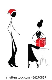 man and woman with gift