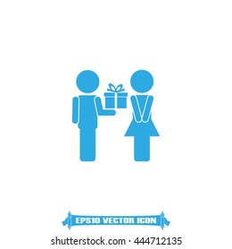 Man, woman and gift icon vector illustration eps10.