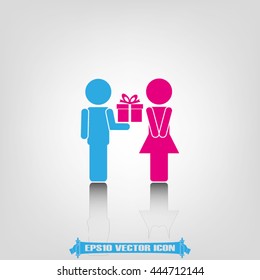 Man, woman and gift icon vector illustration eps10.