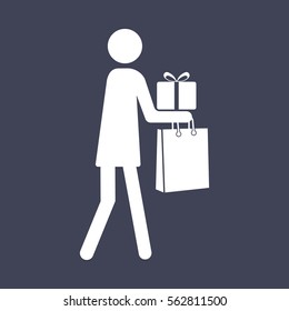 Man, woman and gift icon vector illustration
