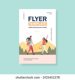 Man and woman going for picnic together. Nature, hobby. Flat vector illustration. Traveling concept can be used for presentations, banner, website design, landing web page