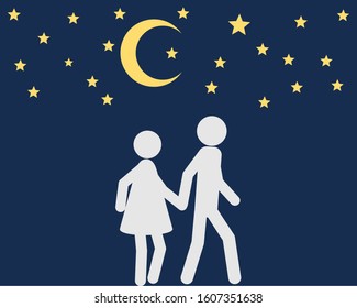 Man and woman going for a walk hand in hand