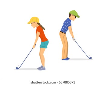 man and woman golf players
