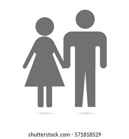 Man and woman. Grey icon on white background
