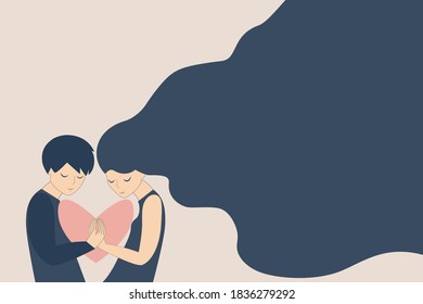 Man and woman. Guy and girl. Love. Mutual relations. Embrace. Romantic. Valentines day