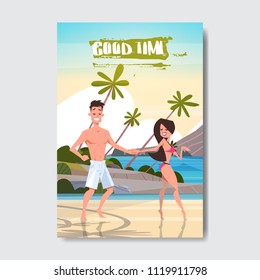 man woman hand holding couple relax beach summer holiday vacation badge Design Label. Season Holidays lettering for logo,Templates, invitation, greeting card, prints and posters. vector illustration