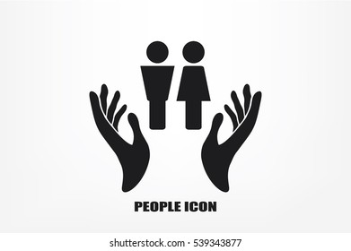 Man and Woman, hands icon vector illustration eps10. Isolated badge for website or app - stock infographics