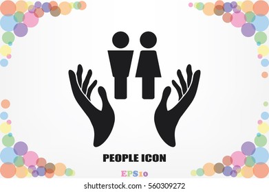 Man and Woman, hands icon vector illustration eps10. Isolated badge for website or app - stock infographics 