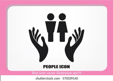 Man and Woman, hands icon vector illustration eps10. Isolated badge for website or app - stock infographics