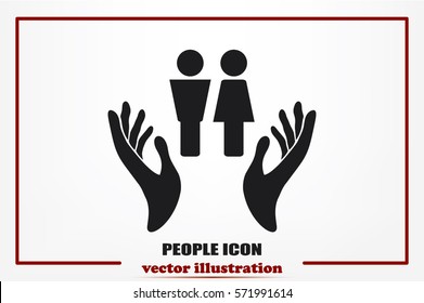 Man and Woman, hands icon vector illustration eps10. Isolated badge for website or app - stock infographics.