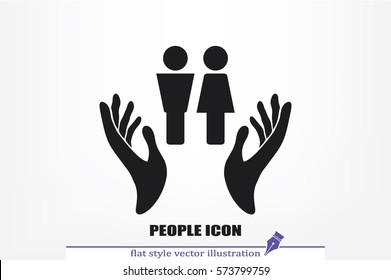 Man and Woman, hands icon vector illustration eps10. Isolated badge for website or app - stock infographics