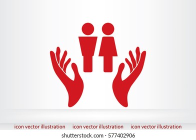 Man and Woman, hands icon vector illustration eps10. Isolated badge for website or app - stock infographics.
