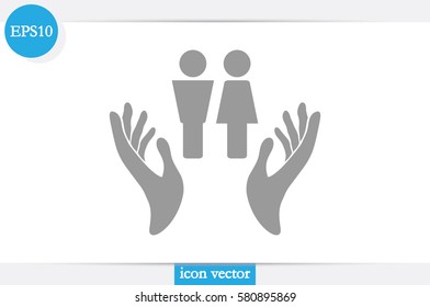 Man and Woman, hands icon vector illustration eps10. Isolated badge for website or app - stock infographics.