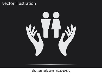 Man and Woman, hands icon vector illustration eps10. Isolated badge for website or app - stock infographics