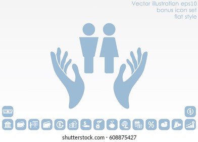 Man and Woman, hands icon vector illustration eps10. Isolated badge for website or app - stock infographics