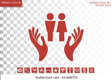 Man and Woman, hands icon vector illustration eps10. Isolated badge for website or app - stock infographics