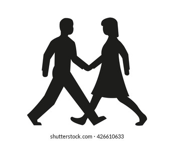 Man and Woman Handshake Silhouette Vector