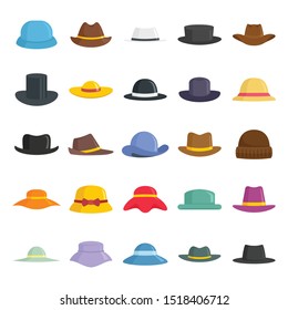 Man and woman hats flat set. Cartoon hat and cap headdress isolated on white background. Fashion modern and vintage headwear for gentleman or woman illustration