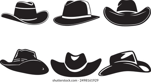 Man and woman hats icon set Black silhouettes of male and female hats on a white background