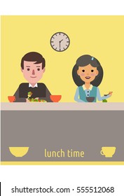 man and woman have lunch break 