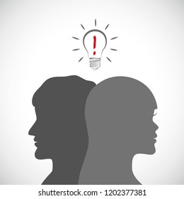 man and woman have same idea vector illustration