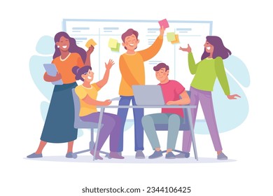 Man and Woman Having Bright Idea and Finding Smart Solution Cheering Vector Illustration