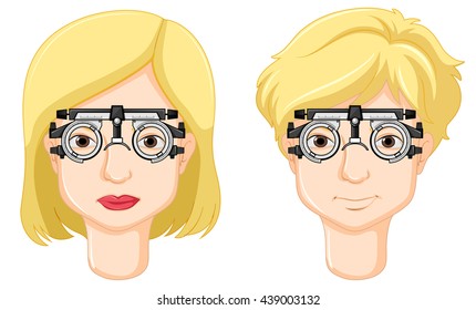 Man and woman having eyes checked
