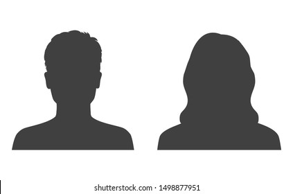 Man and woman head icon silhouette. Male and female avatar profile, face silhouette sign – stock vector - Shutterstock ID 1498877951