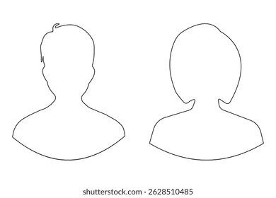 Man and woman head icon silhouette. Male and female avatar profile, face silhouette sign – stock vector, Set of male and female icons. Vector eps 10
